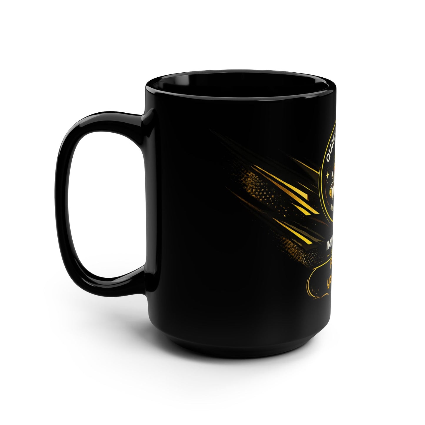 Immersion x Quacking Coffee 15oz Black Gamer Mug — Custom Gold Gamer Tag